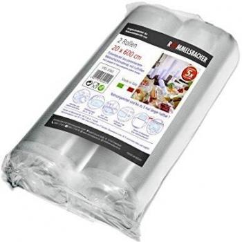 Rommelsbacher VRS 2060 - Pack de 2 Rollos de Film para Envasado al Vacío, 20 cm x 6 m, Sin BPA, Resistente y Reutilizable