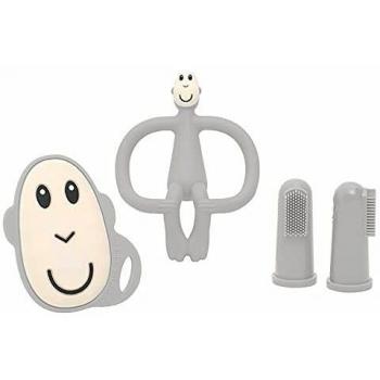 Set de Inicio para Dentición Monkey Gris - Incluye Anillo de Dentición y Cepillo de Dientes
