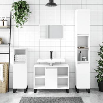 Conjunto de muebles de baño 3 piezas de madera contrachapada blanca multicapa