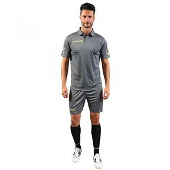 Conjunto de Equipación Completa para Hombre Givova Play Amarillo y Gris, Kit Play en Gris Oscuro y Amarillo Fluo, Talla M