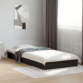 Cama de madera de ingeniería negra 75x190 cm Vidaxl