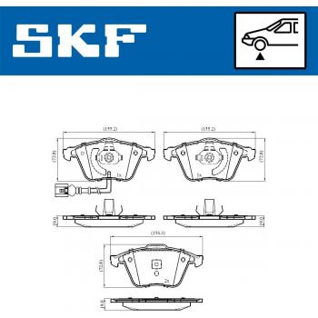 Pastillas de freno SKF VKBP 80586 E - Juego de pastillas de freno con alta capacidad de frenado, material compuesto para menor desgaste, diseño optimizado para distribución uniforme del calor, fácil instalación y compatibilidad con vehículos específ