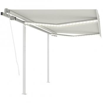 Toldo automático LED sensor de viento crema 3,5x2,5 m