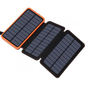 Hiluckey Cargador Solar 24000mAh Banco de energía portátil con Doble Salida USB 2.1A Impermeable Cargador de batería para iPhone, Samsung, iPad, Huawei y Smartphone