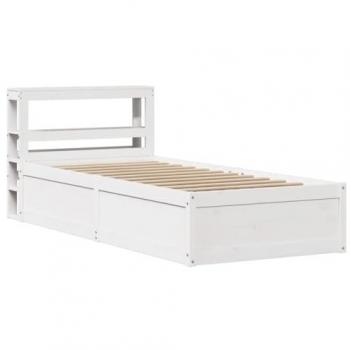 Estructura de Cama con Cabecero Blanco 90x200 cm Madera Maciza de Pino