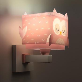 Aplique de pared infantil Búho Rosa con base E27