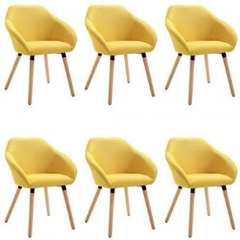 Yellow Fabric Dining Chairs Set of 6