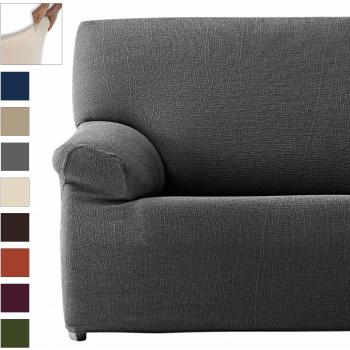 Eiffel Textile Elegante Adaptable Lavable Funda Sofá 4 plazas, Poliéster, Gris