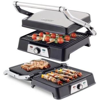 Beper 90.800 90.800-Plancha de asar-sandwichera, Negro y plateado
