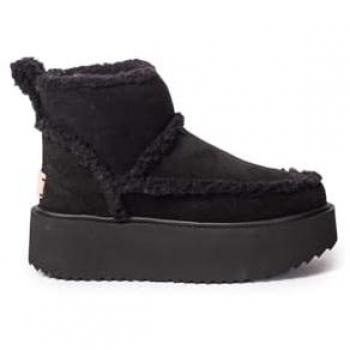 Black Flat Shearling Ankle Boots for Women - Size 37