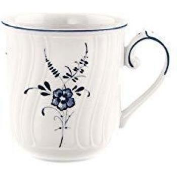 Villeroy & Boch Old Lu x Embourg Coffee Mug, 290 ml, Height: 8.8 cm, Premium Porcelain, White/Blue