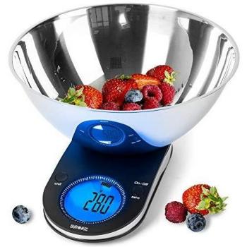 Báscula de Cocina Digital Duronic KS5000 con Bol Mezclador de Acero Inoxidable de 3L y Capacidad hasta 5kg