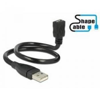 Cable USB 2.0 Tipo A Macho a Micro B Hembra de 0.35 m, Conexión Derecha, Níquel/Dorado