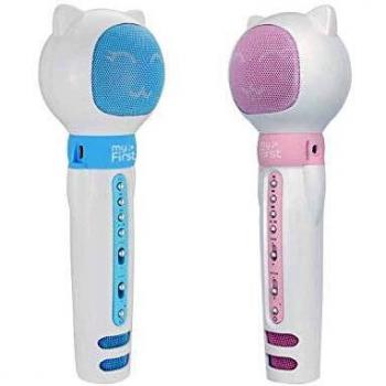 Micrófono myFirst Voice Azul para Niños - Karaoke con altavoz reproductor MP3, efecto ECO y microSD