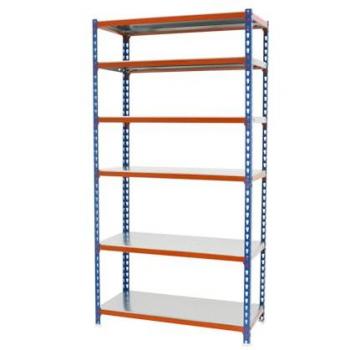 Estantería metálica SimonRack de almacenaje de acero, dimensiones 2500x1100x500 mm, con 6 baldas ajustables que soportan 200 kg de punto flexión por balda, disponible en colores azul/n
