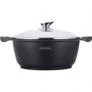 Cacerola de Inducción Antiadhesiva con Tapa de Cristal y Revestimiento de Mármol 26 cm - Royalty Line