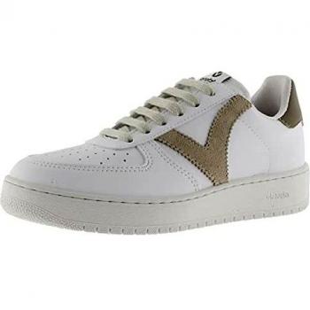 Victoria 1258201 Zapatillas Bajas Unisex Blancas con Detalles en Color Taupe y Puntera Perforada Talla 38