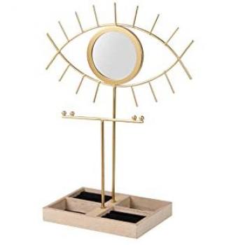 Organizador de Joyas Elegante y Funcional en Metal y Espejo - Soporte Joyero 26x16x36 cm