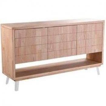 Consola Baja Berg 3 Puertas Diseño de Líneas Roble Nordish/Blanco 88x153x40 cm