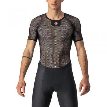 Camiseta interior Castelli Core Mesh 3 manga corta para hombre, color negro y blanco, talla L-XL
