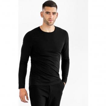 Camiseta de hombre con cuello redondo y manga larga de algodón orgánico