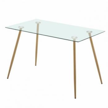 Conjunto mesa comedor cristal Asper II con 4 sillas color gris, estilo nórdico, dimensiones de la mesa 120x170 cm