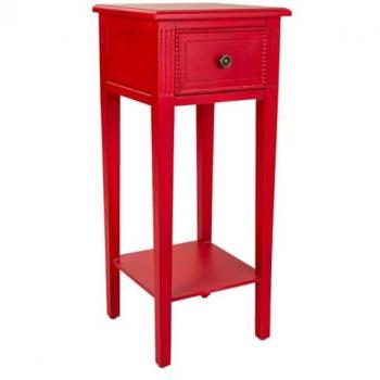 Mesa auxiliar de madera lacada roja Alexandra House Living 33 x 78 x 33 cm