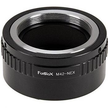 Adaptador de Montura de Lente Fotodiox M42 Tipo 1 y Tipo 2 para Cámaras Sony E-Mount (Aluminio, Negro)