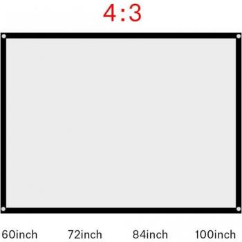Pantalla de proyección portátil plegable 60-100 pulgadas blanca sin pliegues 4:3 para proyector