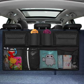 LETACAR Organizador Maletero Coche, Mantener el Carro Limpio y Organizado, Almacenamiento de Red de Carga Plegable Duradero para Más Espacio en el Maletero con Correas Ajustables para SUV, MPV - Negro