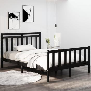 Cama de madera maciza negra 140x190 cm