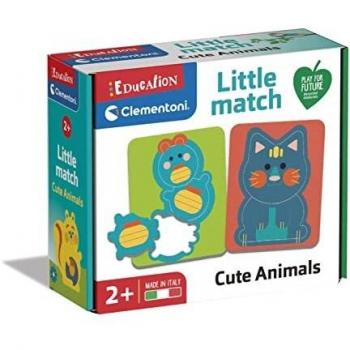 Clementoni- Education Little Match – Animales – 6 Puzle Infantil, Juego Educativo 2 años, Actividades manuales para niños, Materiales 100% reciclados, Fabricado en Italia, Multicolor, Medium