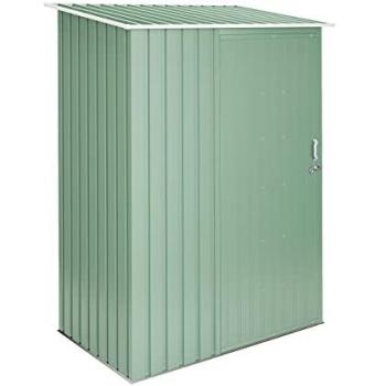 Armario Metálico de Jardín Wasabi 1,32 m2 Verde Claro - Techo Inclinado - Puerta con Bisagra - Cierre con Pasador - Acero Duradero Anti Corrosión - Garantía 10 A