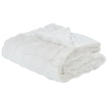 Manta moderna de poliéster imitación piel de conejo peluda blanca 200 x 220 cm Salka