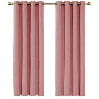Deconovo Cortinas Opacas Térmicas Aislantes para Ventanas de Habiatción con Ollaos 2 Piezas 117x183cm Rosado