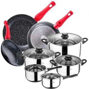 Pack San Ignacio 3 sartenes + batería de cocina 8 piezas