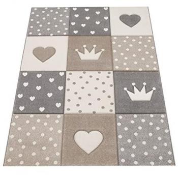 Alfombra Infantil 3D Lunares Corazón Beige y Marrón 140x200 cm