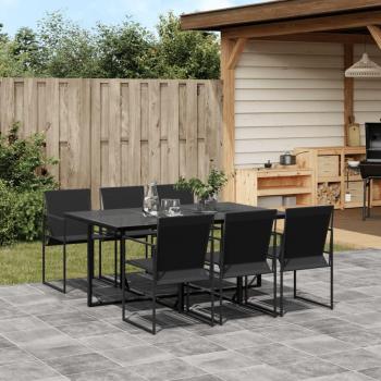 Set de comedor para jardín 7 piezas en textilene negro