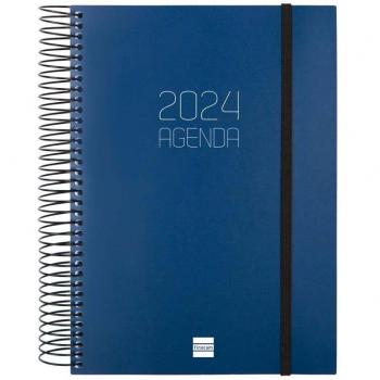 Agenda Finocam Opaque E10 1 Día por Página 2024 Espiral Azul 155x212 mm
