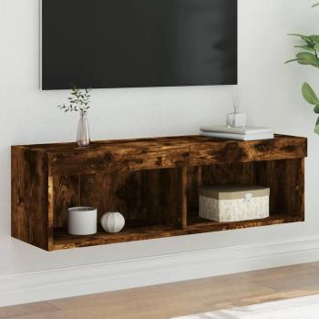 Mueble para TV con luces LED en Roble Ahumado 100x30x30 cm