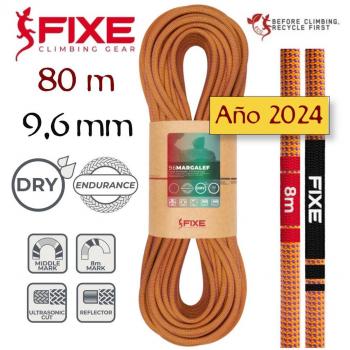 Cuerda Simple Margalef 9.6mm Naranja 80m - Fixe Endurance