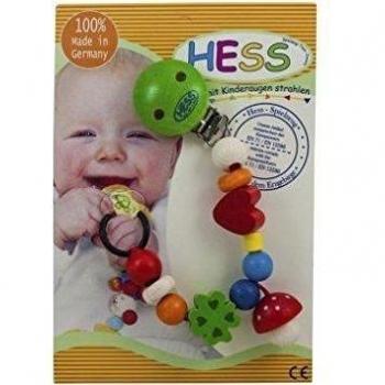 Hess 13699 - Cadena de madera de clip para chupete, diseño mushroom