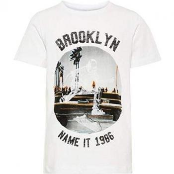 NAME IT Camiseta Manga Corta NIÑO HETER - 134-140, Bright White