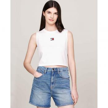 Camiseta Top Mujer Tommy Hilfiger DW0DW18422YBR Blanco Sin Mangas Fit Boxy