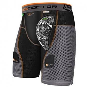 Shock Doctor AirCore Ultra PowerStride Pantalones Cortos de Hockey, Hombre, Negro/Gris, M