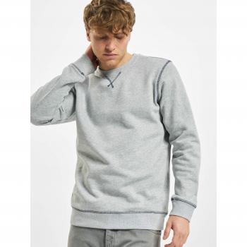 Urban Classics Sustainable Organic Contrast Flatlock Stitched Crew Sweatshirt Grey/Dark Blue