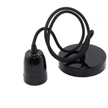 Portalámpara de cerámica colgante con cable ajustable 1 m para casquillo E27 en color negro