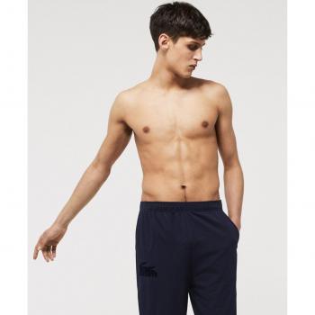 Lacoste - Jogger lounge en felpa de algodón stretch regular fit para hombre, pantalones de chándal largos, color sólido, logotipo, ideales para ropa de casa y pijama
