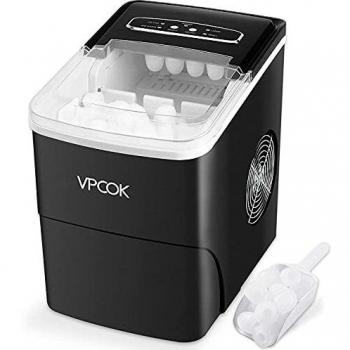 Máquinas para hacer hielo VPCOK Máquina de hielo, Máquina de cubitos de 2 medidas, Cubitos de Hielo 12 kg Ciclo de producción de 6-13 minutos, sin BPA o PFOA