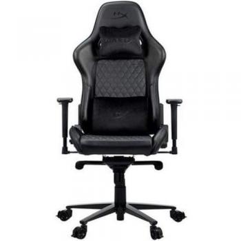 Silla Gaming HyperX Jet Black 367521 - Silla de Oficina Ergonómica Reclinable con Soporte Lumbar, Cuero PU, Cojín de Cabeza